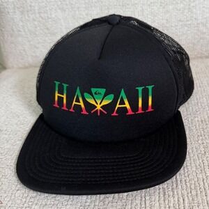 Quicksilver Hawaii Colors Foam Mesh‎ Snapback Trucker Hat Surfer Hawaiian Flag